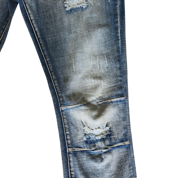 Men's Blue Distressed Jeans Tall Length. Size 36x34 - Picture 4 of 14